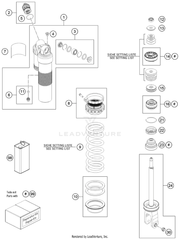 Shock Absorber Disassembled Schematic
