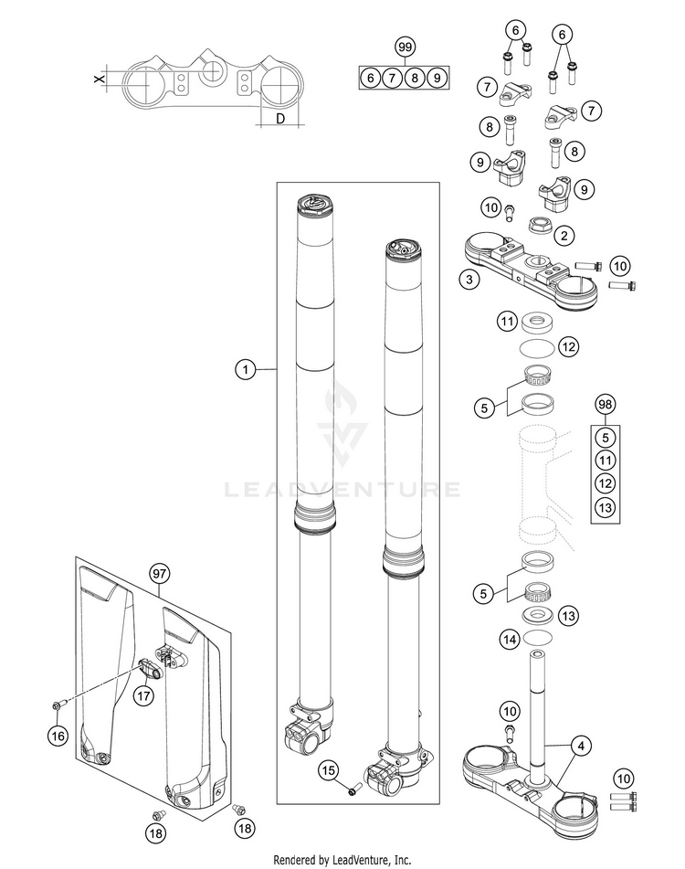 Front Fork, Triple Clamp TC 85 19 16 CHASSIS - 2018 Schematic