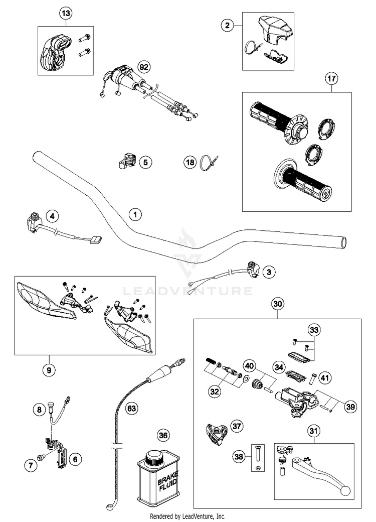 Handlebar, Controls FC 250 CHASSIS - 2016 Schematic