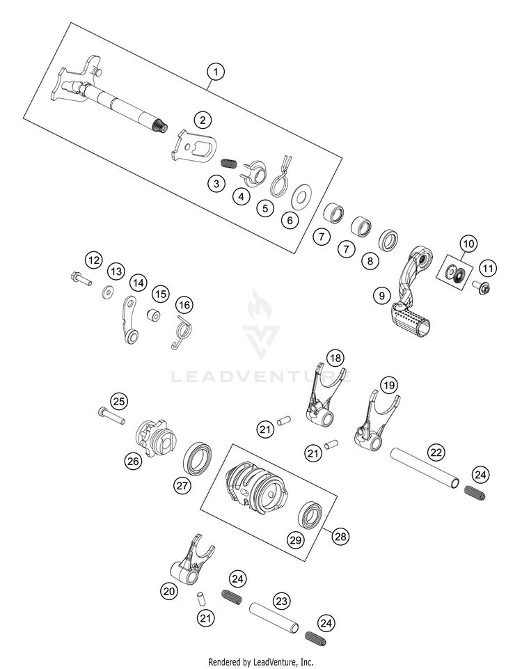 Shifting Mechanism TC 125 Engine - 2021 Schematic