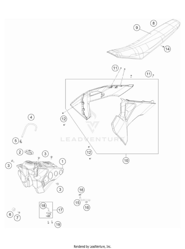 Tank, Seat TC 125 CHASSIS - 2022 Schematic
