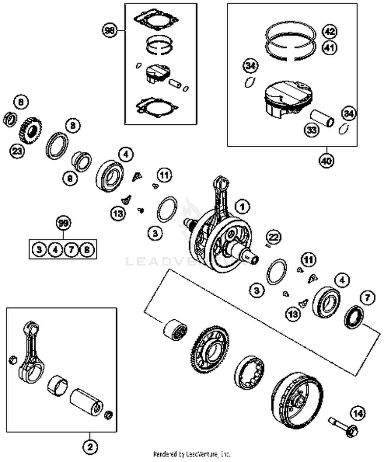 Crankshaft, Piston FE 350S ENGINE - 2015 Schematic