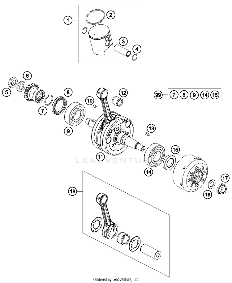 Crankshaft, Piston TC 85 ENGINE - 2018 Schematic