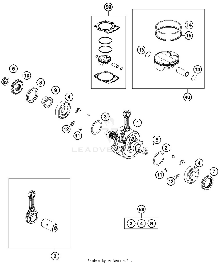 Crankshaft, Piston FC 350 ENGINE - 2019 Schematic