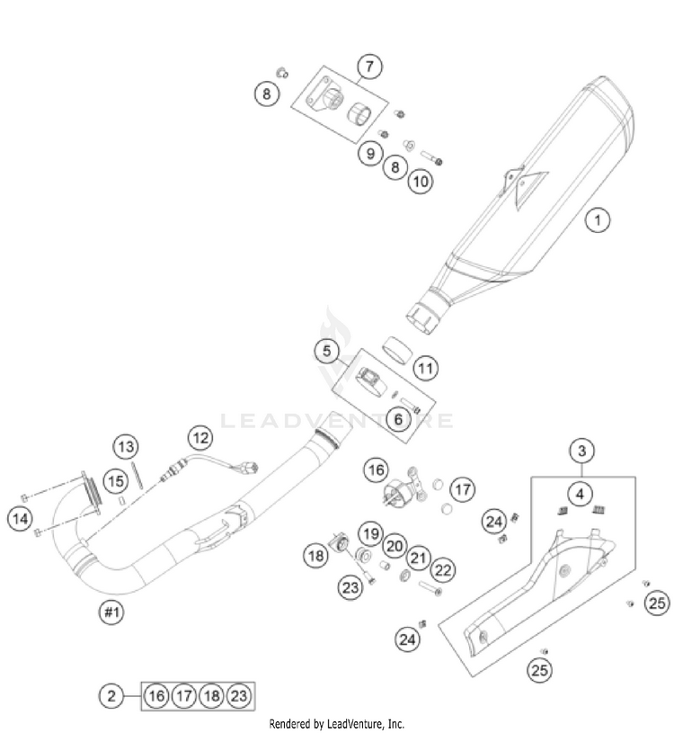 Exhaust System 701 ENDURO CHASSIS - 2023 Schematic