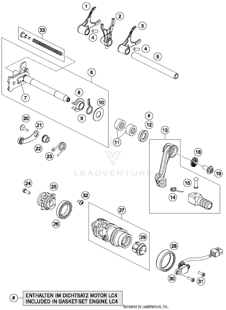 Shifting Mechanism 701 ENDURO ENGINE - 2017 Schematic
