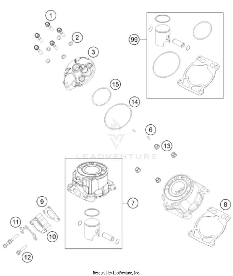 Cylinder, Cylinder Head TC 50 Mini Engine - 2023 Schematic