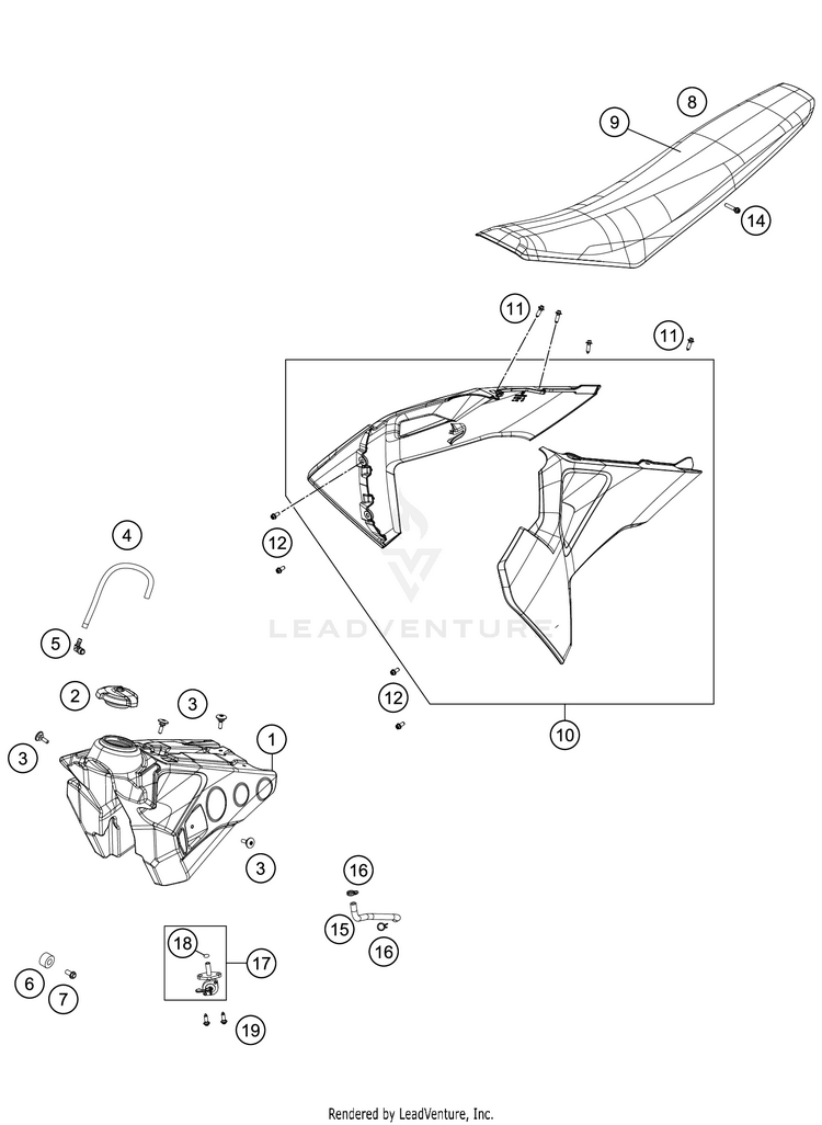 Tank, Seat TC 125 CHASSIS - 2021 Schematic