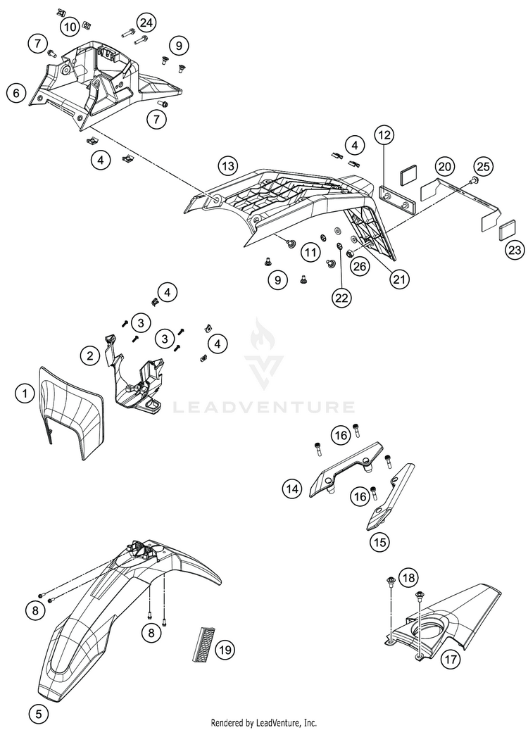 Mask, Fenders 701 SUPERMOTO CHASSIS - 2020 Schematic