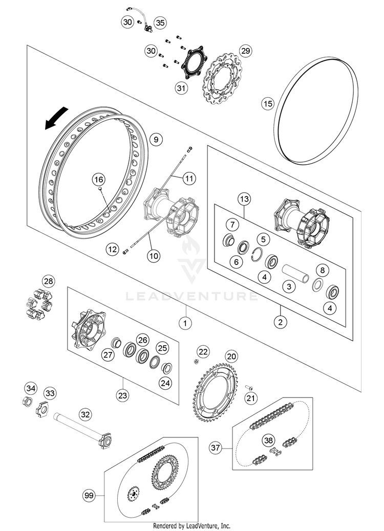 Rear Wheel 701 ENDURO CHASSIS - 2021 Schematic