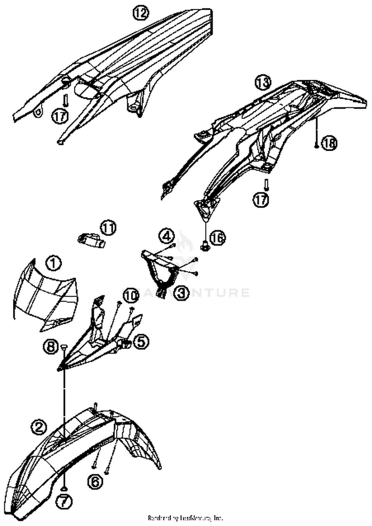 Mask, Fenders TE 300 CHASSIS - 2014 Schematic