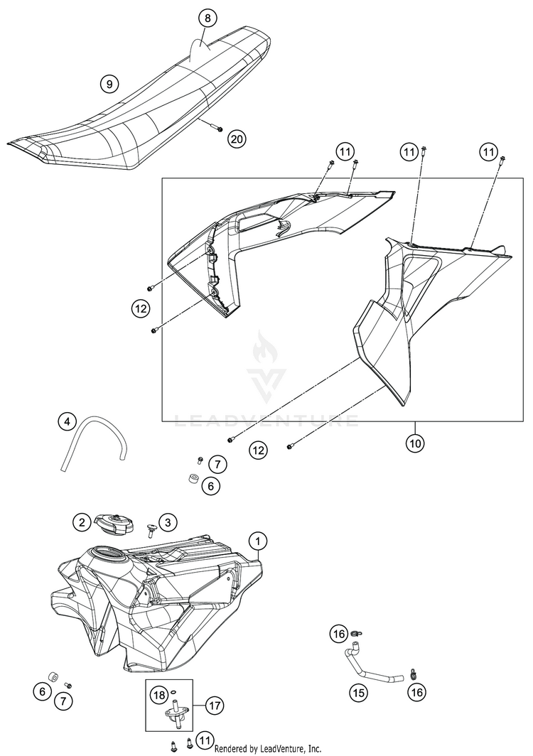 Tank, Seat TC 250 CHASSIS - 2021 Schematic