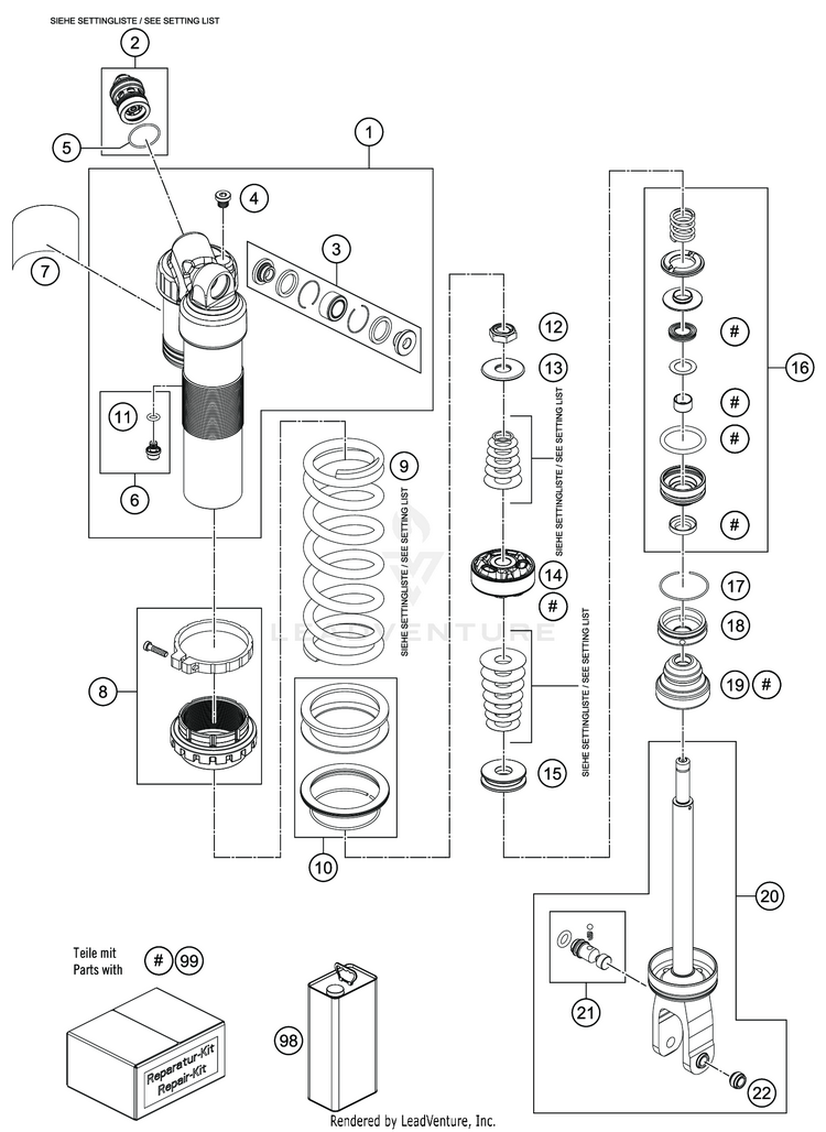 Shock Absorber Disassembled FC 450 CHASSIS - 2020 Schematic