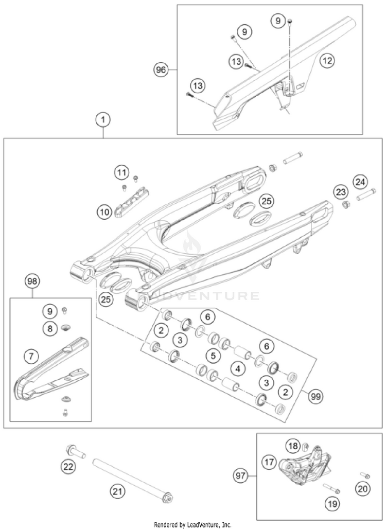 Swing Arm 701 ENDURO CHASSIS - 2023 Schematic