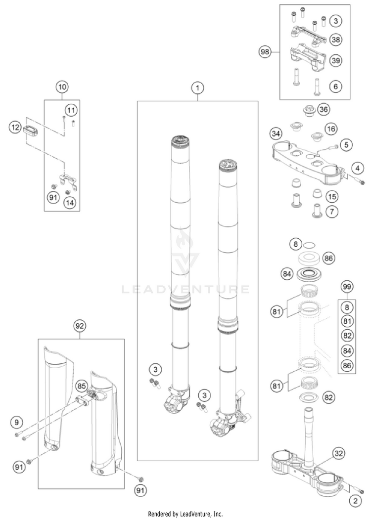 Front Fork, Triple Clamp FS 450 EU CHASSIS - 2023 Schematic