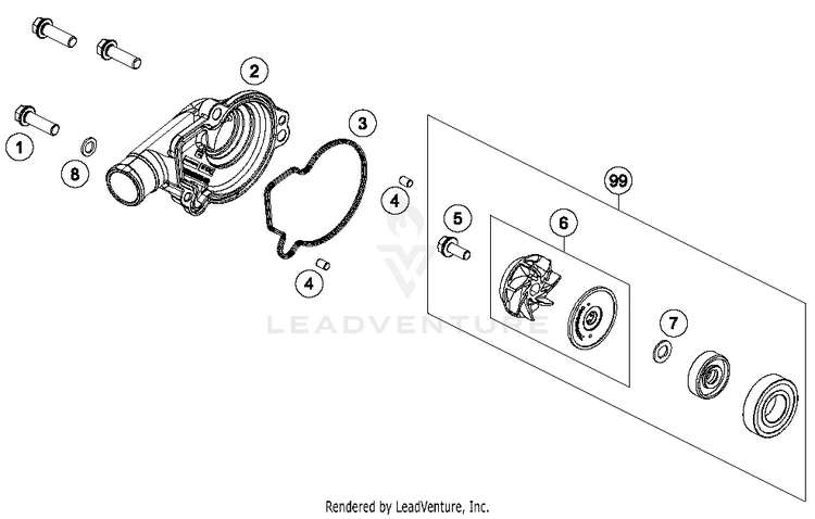 Waterpump TC 125 ENGINE - 2016 Schematic