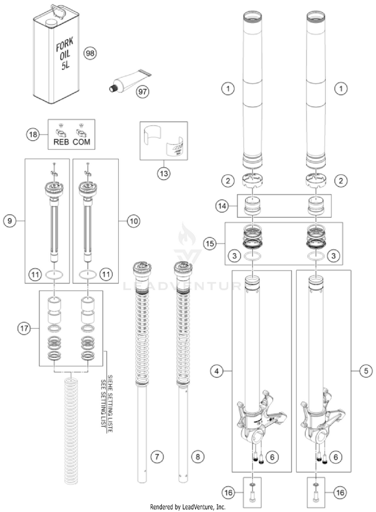 Front Fork Disassembled VITPILEN 801 - col.2 CHASSIS - 2025 Schematic