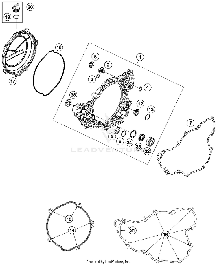 Clutch Cover FE 350 ENGINE - 2015 Schematic