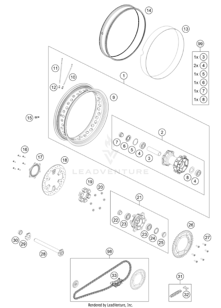 Rear Wheel NORDEN 901 CHASSIS - 2024 Schematic