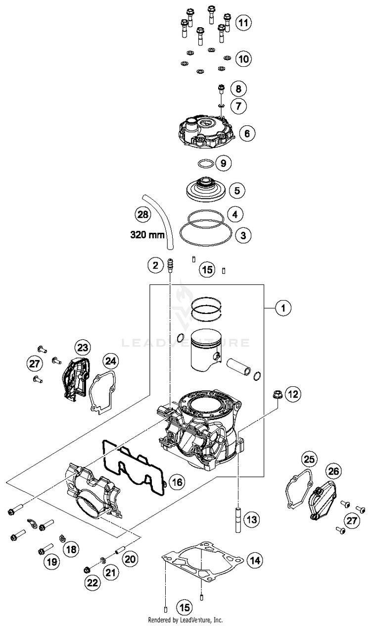 Cylinder, Cylinder Head TC 125 ENGINE - 2016 Schematic