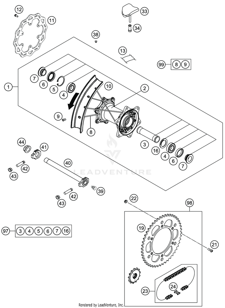 Rear Wheel FE 350 CHASSIS - 2020 Schematic