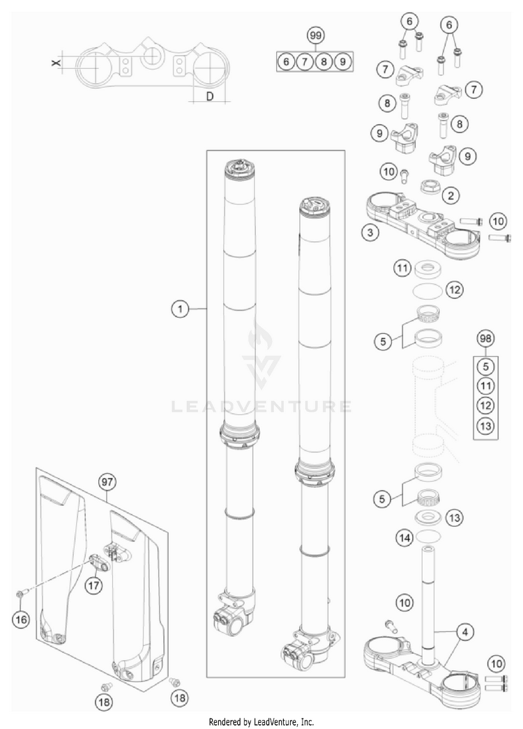 Front Fork, Triple Clamp TC 85 17/14 CHASSIS - 2024 Schematic