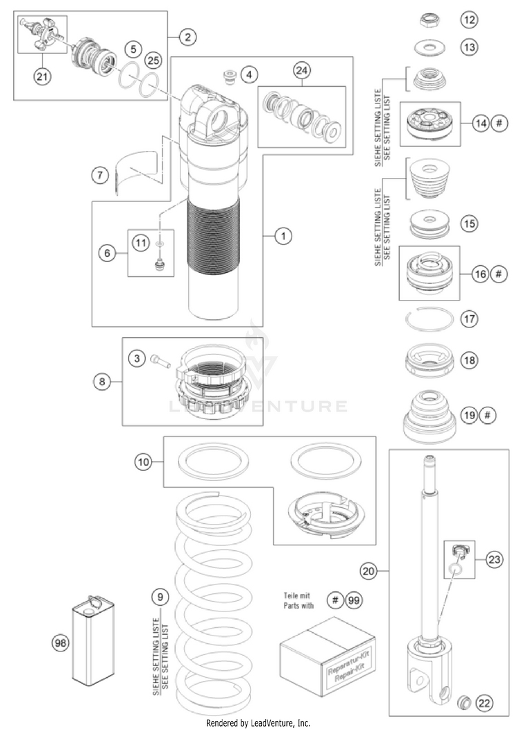 Shock Absorber Disassembled Schematic