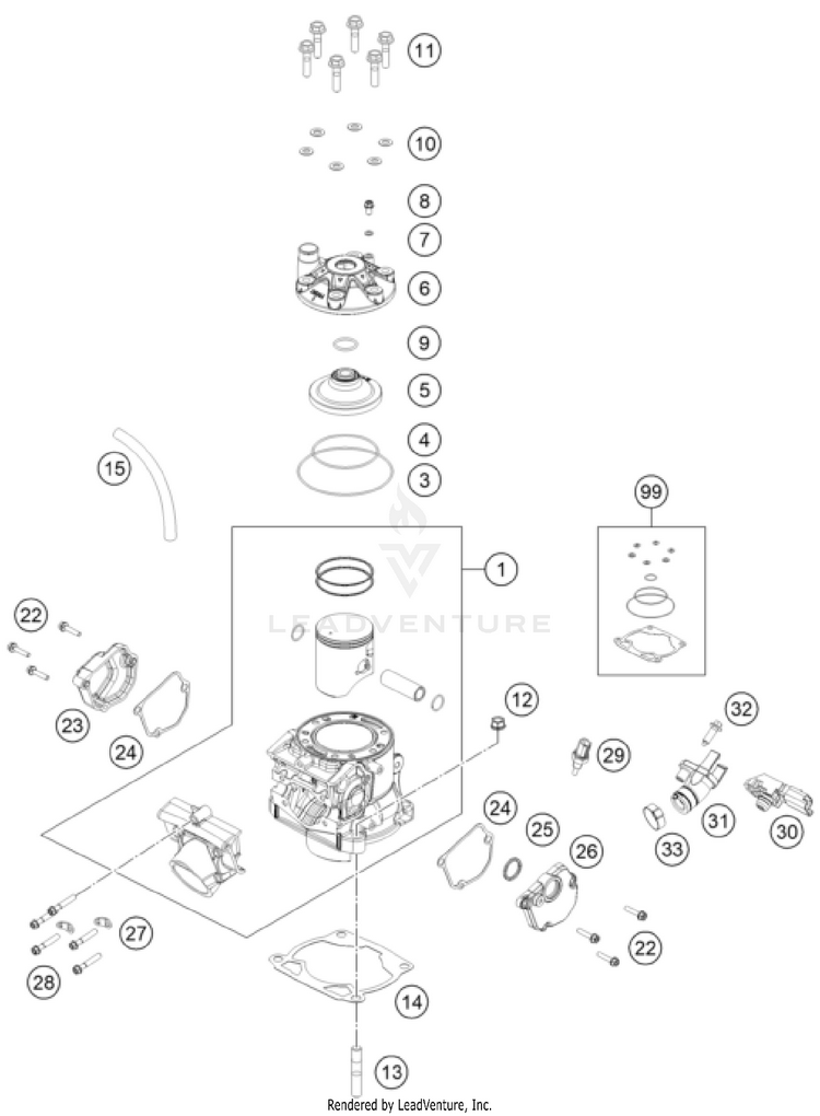 Cylinder, Cylinder Head TX 300i ENGINE - 2023 Schematic