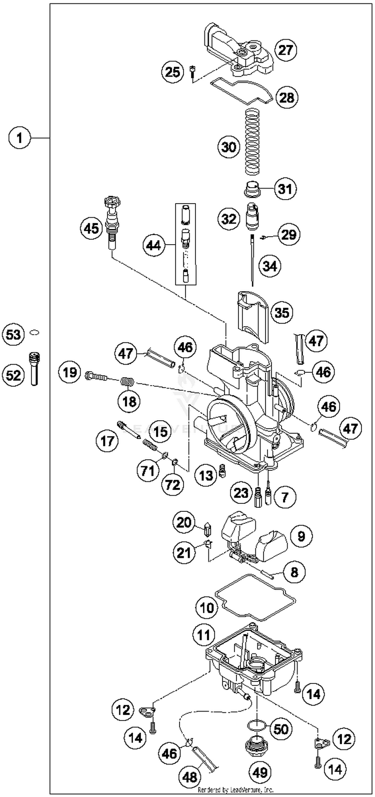 Carburetor TE 250 ENGINE - 2015 Schematic