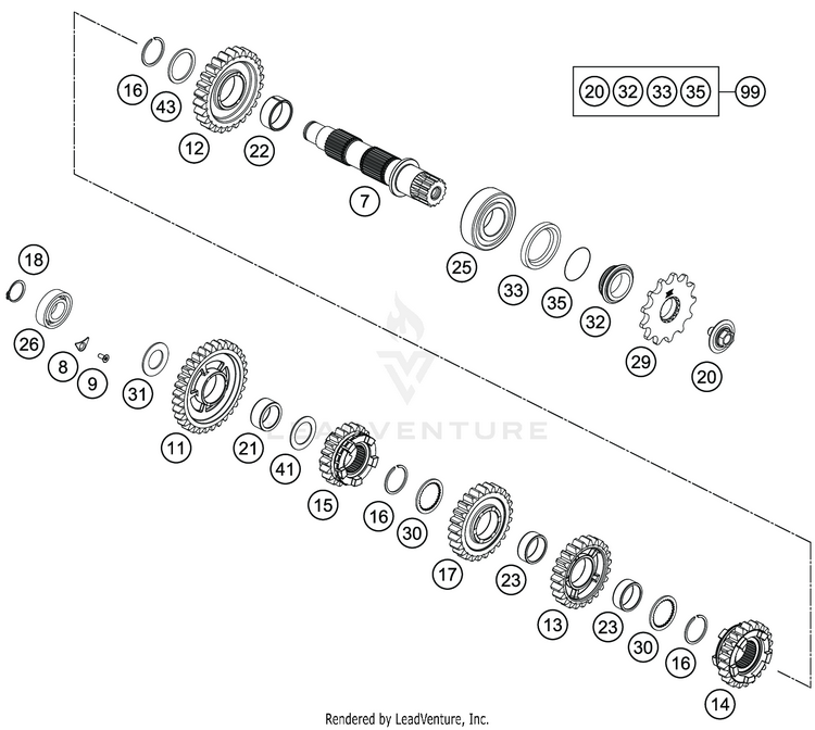 Transmission Ii - Countershaft FE 350s ENGINE - 2020 Schematic