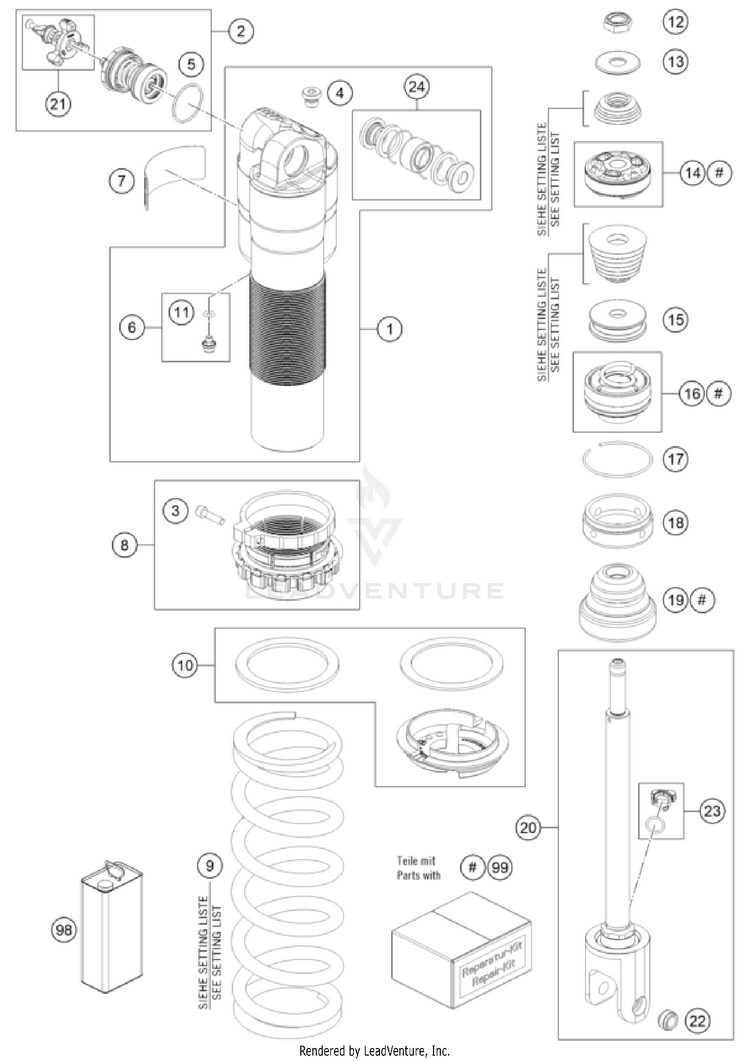 Shock Absorber Disassembled Schematic