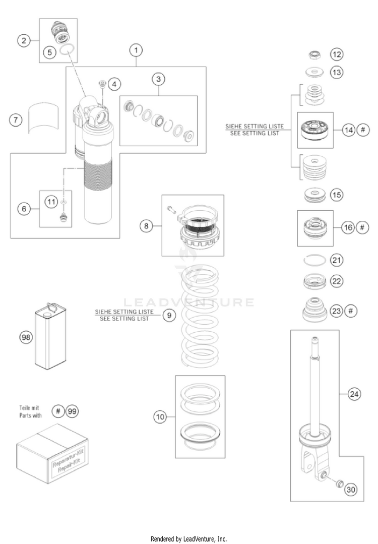 Shock Absorber Disassembled Schematic