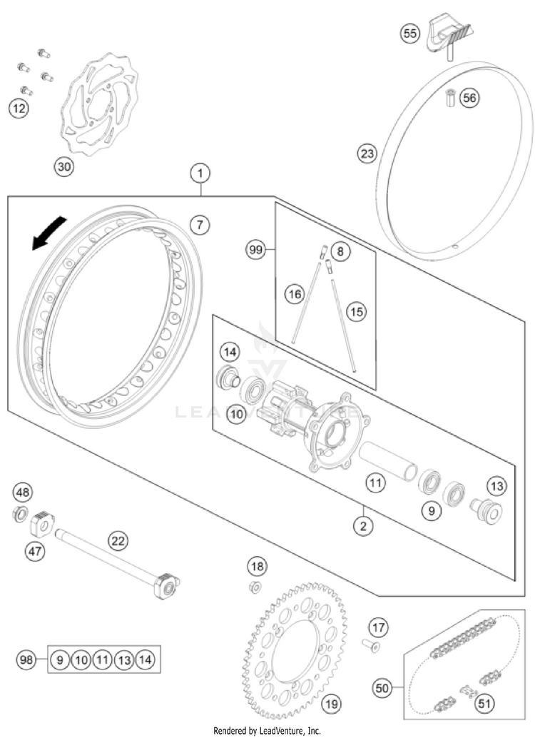 Rear Wheel TC 65 EU CHASSIS -2024 Schematic