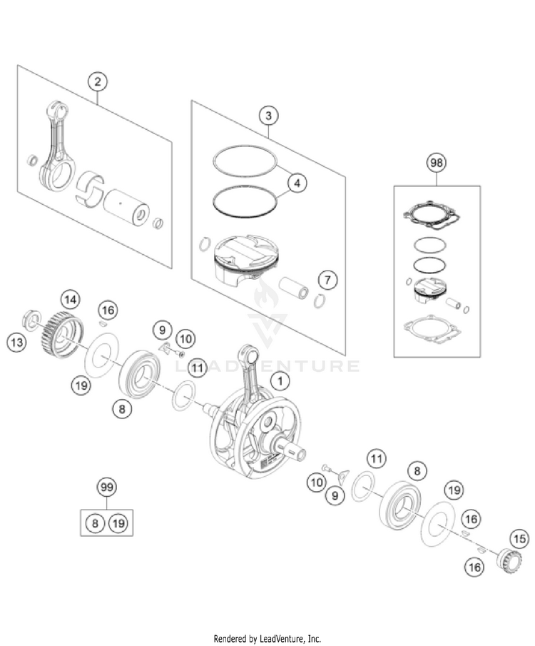 Crankshaft, Piston FC 450 Rockstar Ed. ENGINE - 2024 Schematic