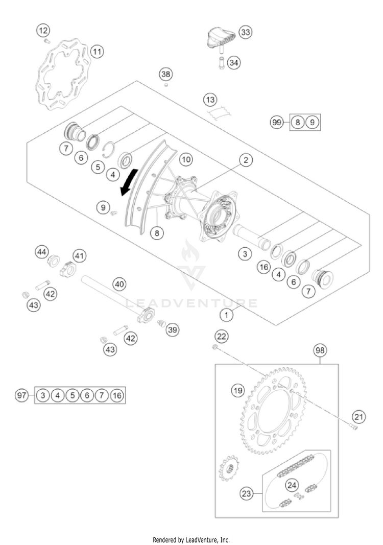 Rear Wheel TC 125 CHASSIS - 2022 Schematic