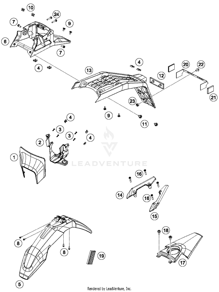 Mask, Fenders 701 SUPERMOTO CHASSIS - 2018 Schematic