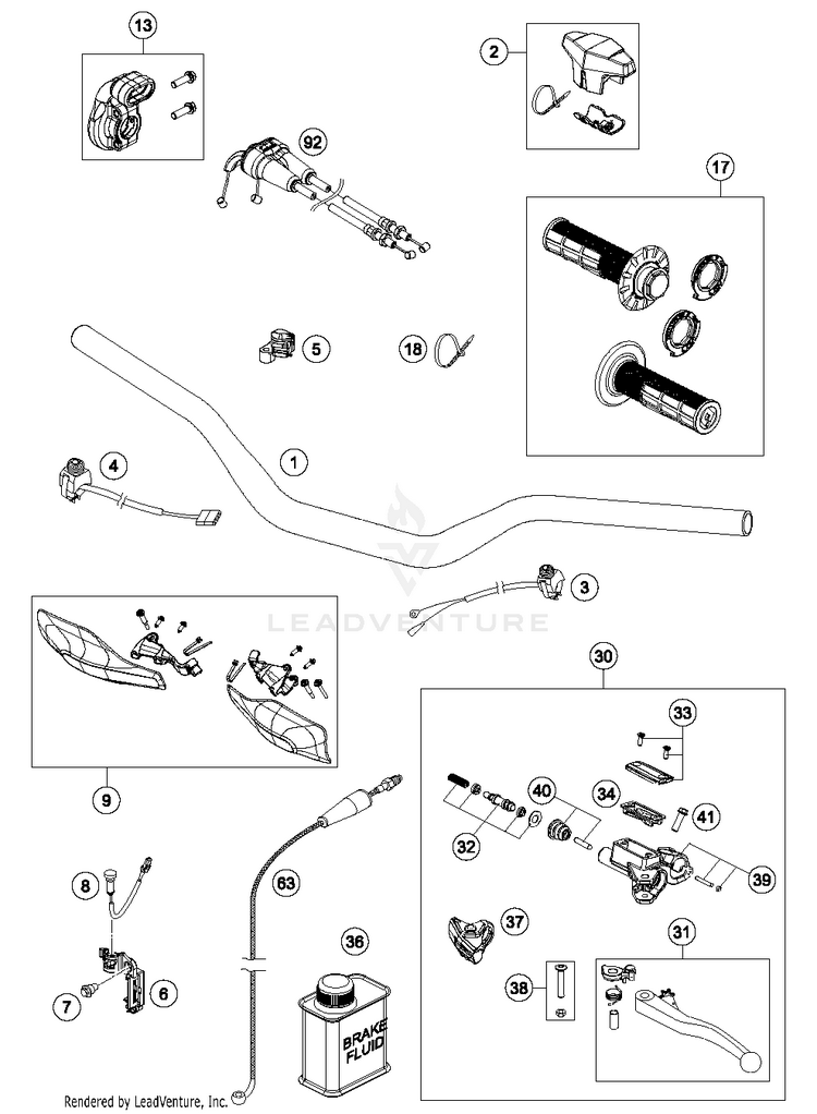 Handlebar, Controls FC 350 CHASSIS - 2016 Schematic
