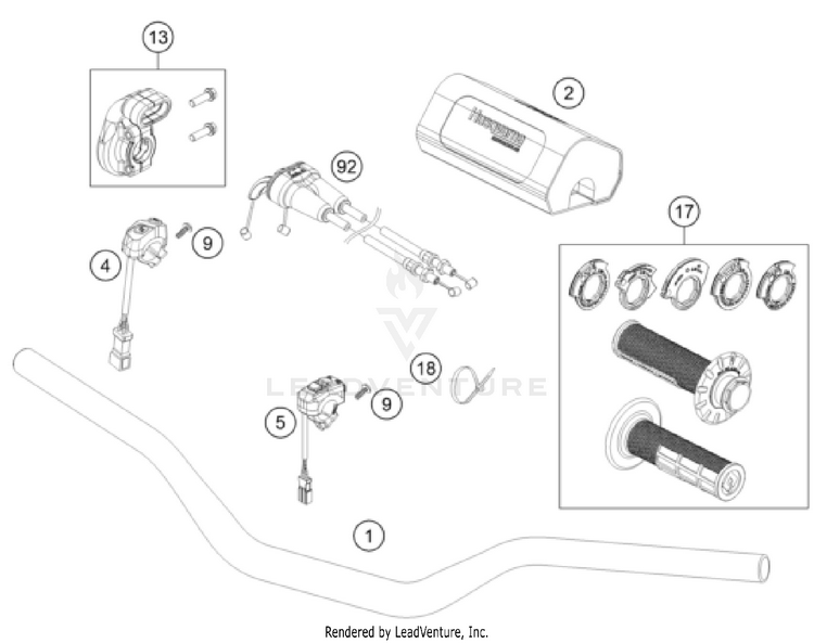 Handlebar, Controls FC 350 CHASSIS - 2025 Schematic