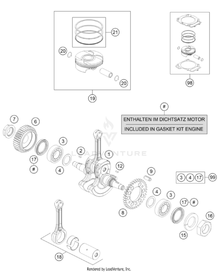 Crankshaft, Piston 701 FE/FS US ENGINE - 2023 Schematic