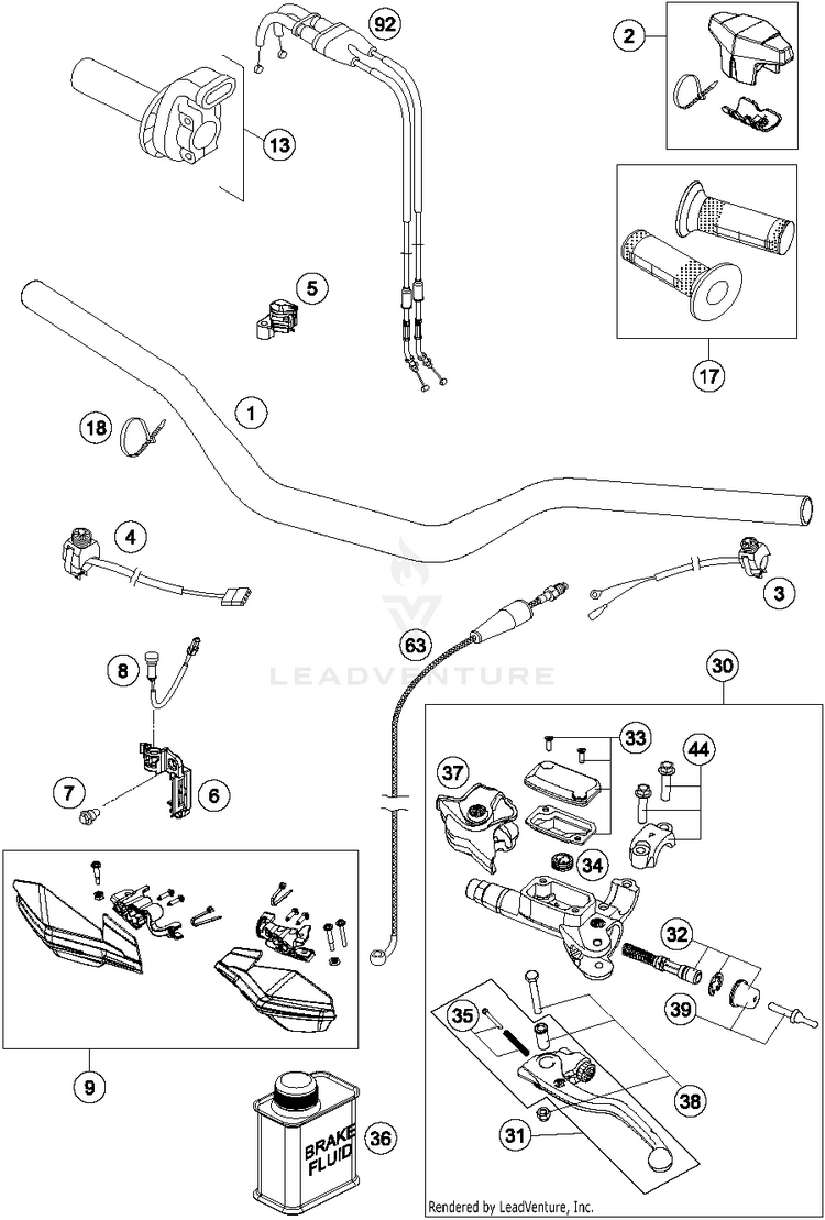 Handlebar, Controls FC 450 CHASSIS - 2014 Schematic