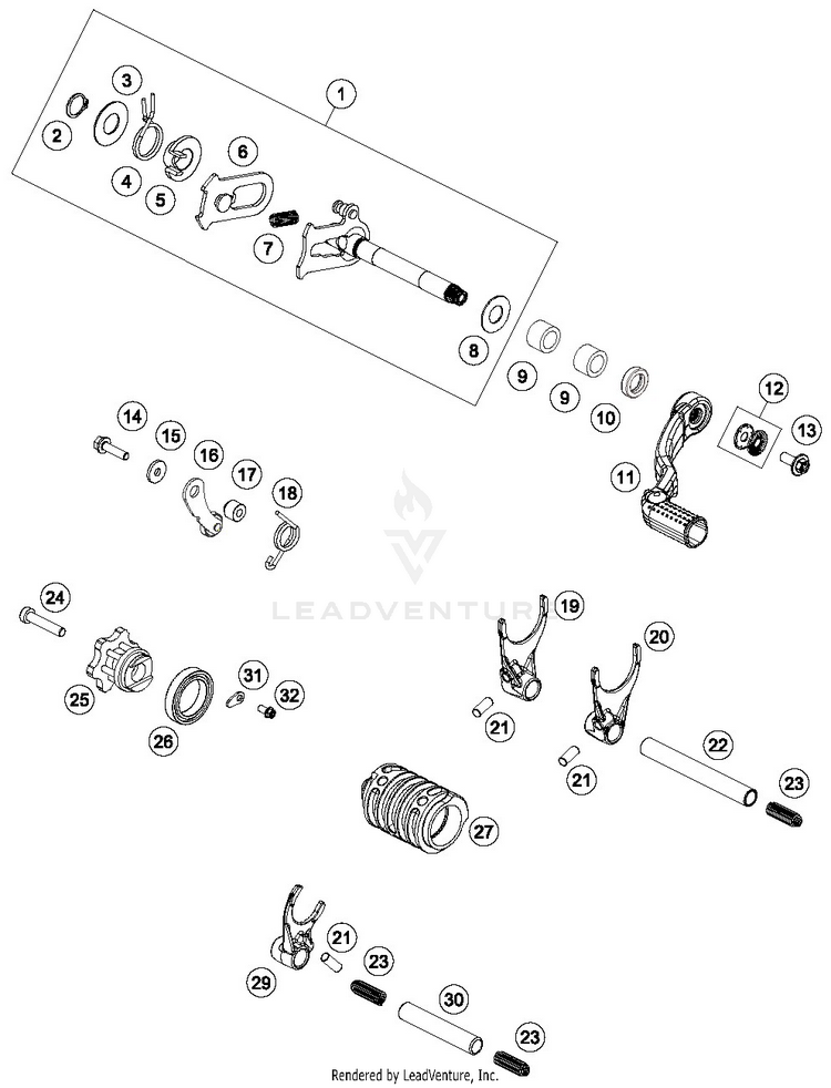Shiftingmechanism TC 85 19/16 ENGINE - 2019 Schematic