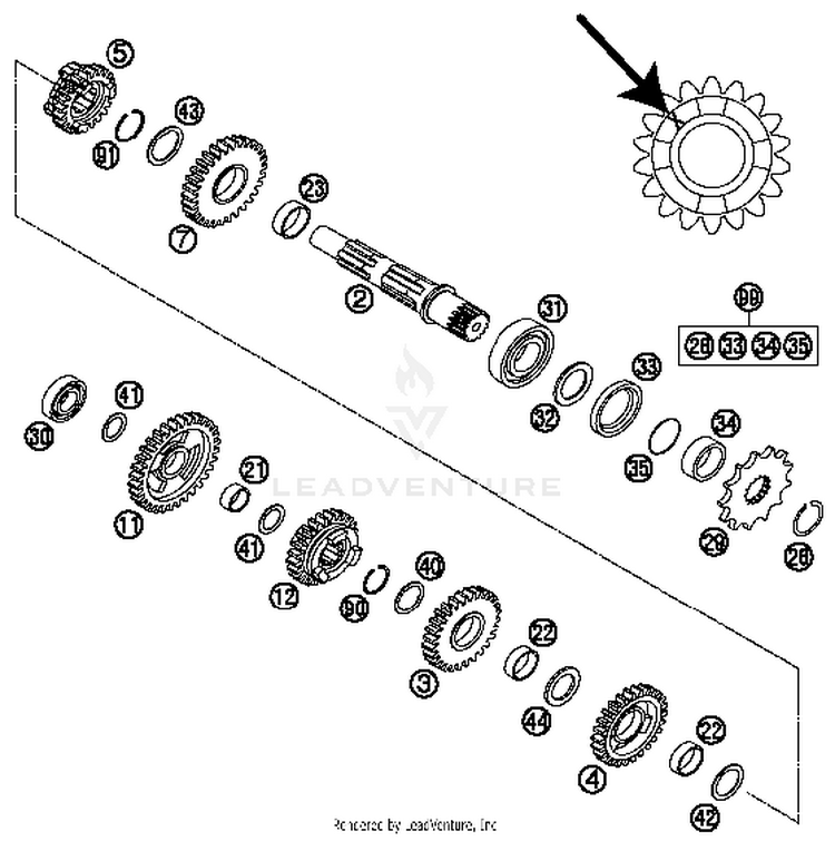 Transmission Ii - Countershaft TC 125 ENGINE - 2015 Schematic