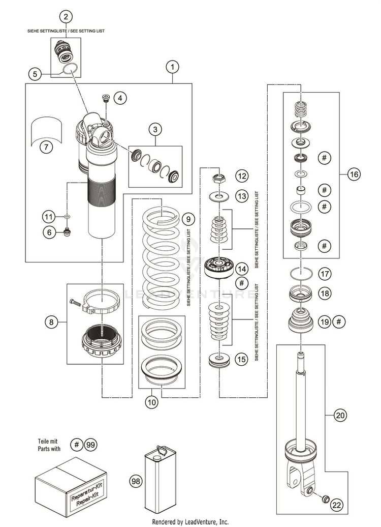 Shock Absorber Disassembled FC 350 CHASSIS - 2019 Schematic