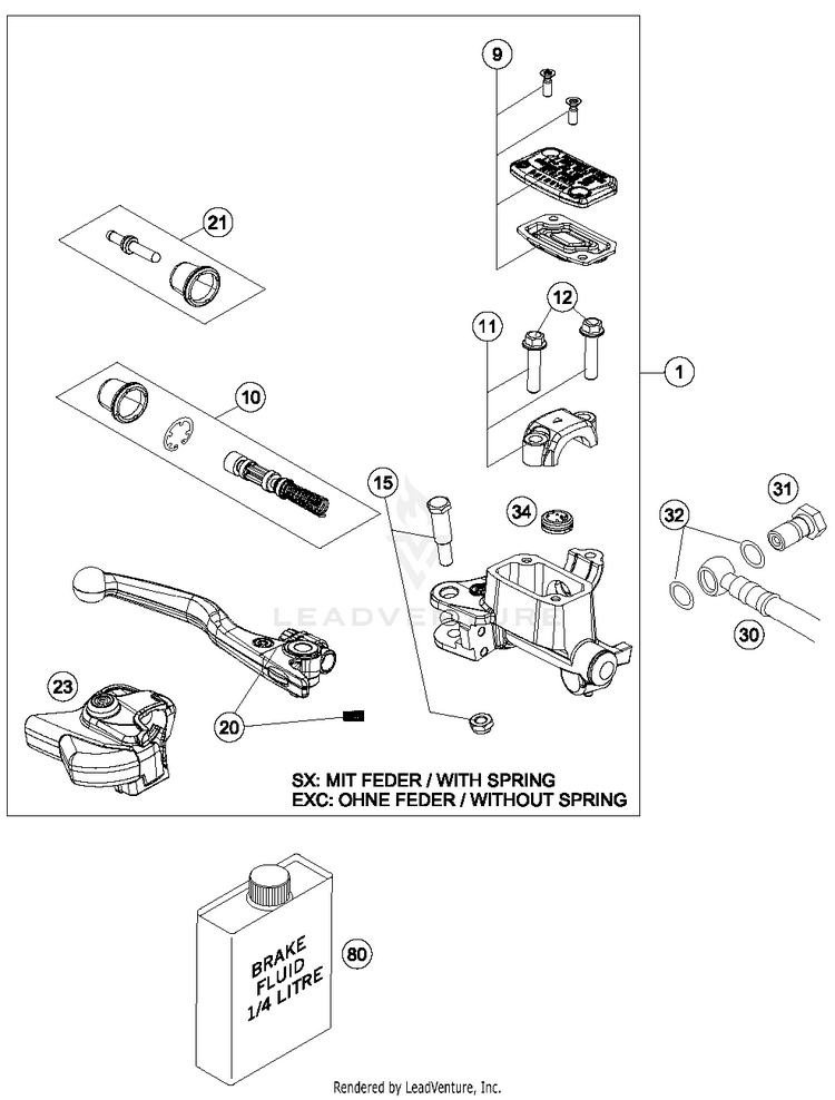 Hand Brake Cylinder TC 125 CHASSIS - 2016 Schematic