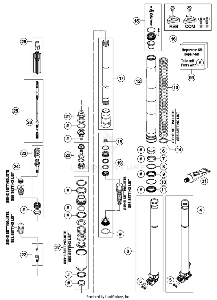 Front Fork Disassembled FC 450 CHASSIS - 2016 Schematic