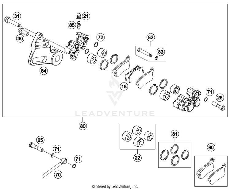 Brake Caliper Rear TC 65 CHASSIS - 2018 Schematic