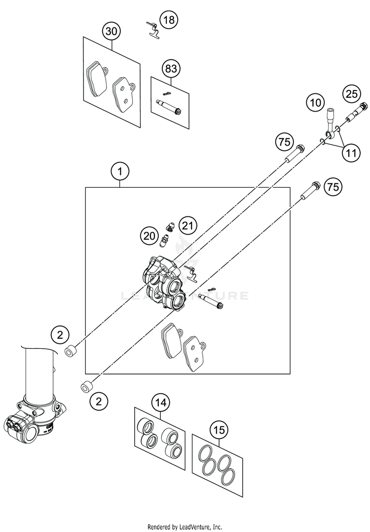 Front Brake Caliper TC 85 19 16 CHASSIS - 2020 Schematic