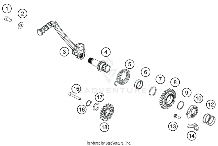 Kick Starter TC 250 Engine - 2021 Schematic