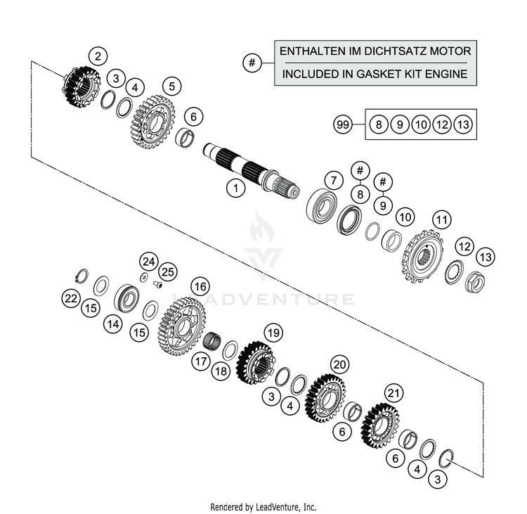 Transmission Ii - Countershaft 701 SUPERMOTO ENGINE - 2019 Schematic