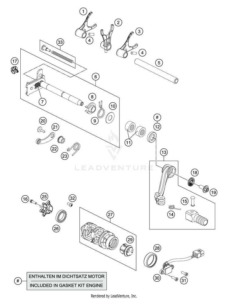 Shifting Mechanism 701 SUPERMOTO ENGINE - 2020 Schematic
